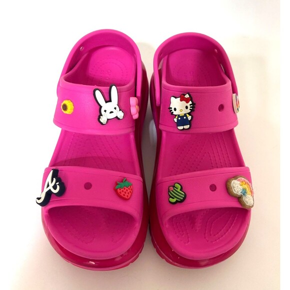 Crocs Women's size 8 Classic Mega Crush Sandals Juice Pink Thick Soled Platform - Picture 2 of 14